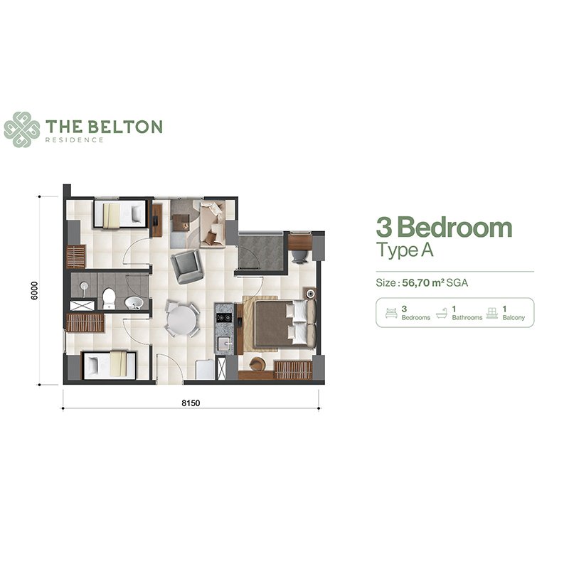 The Belton 2 bedroom Type A